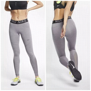 NEW Nike Pro Women's Training Logo Tights/Leggings in Grey Heather Sz ZL